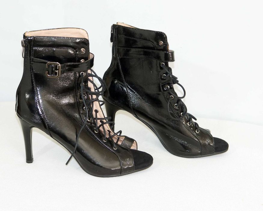 Pole dance ботільони Стілето лакова чорна шкіра, 
розмір EU 40