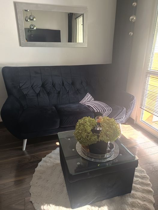 Sofa Glamour czarna welurowa