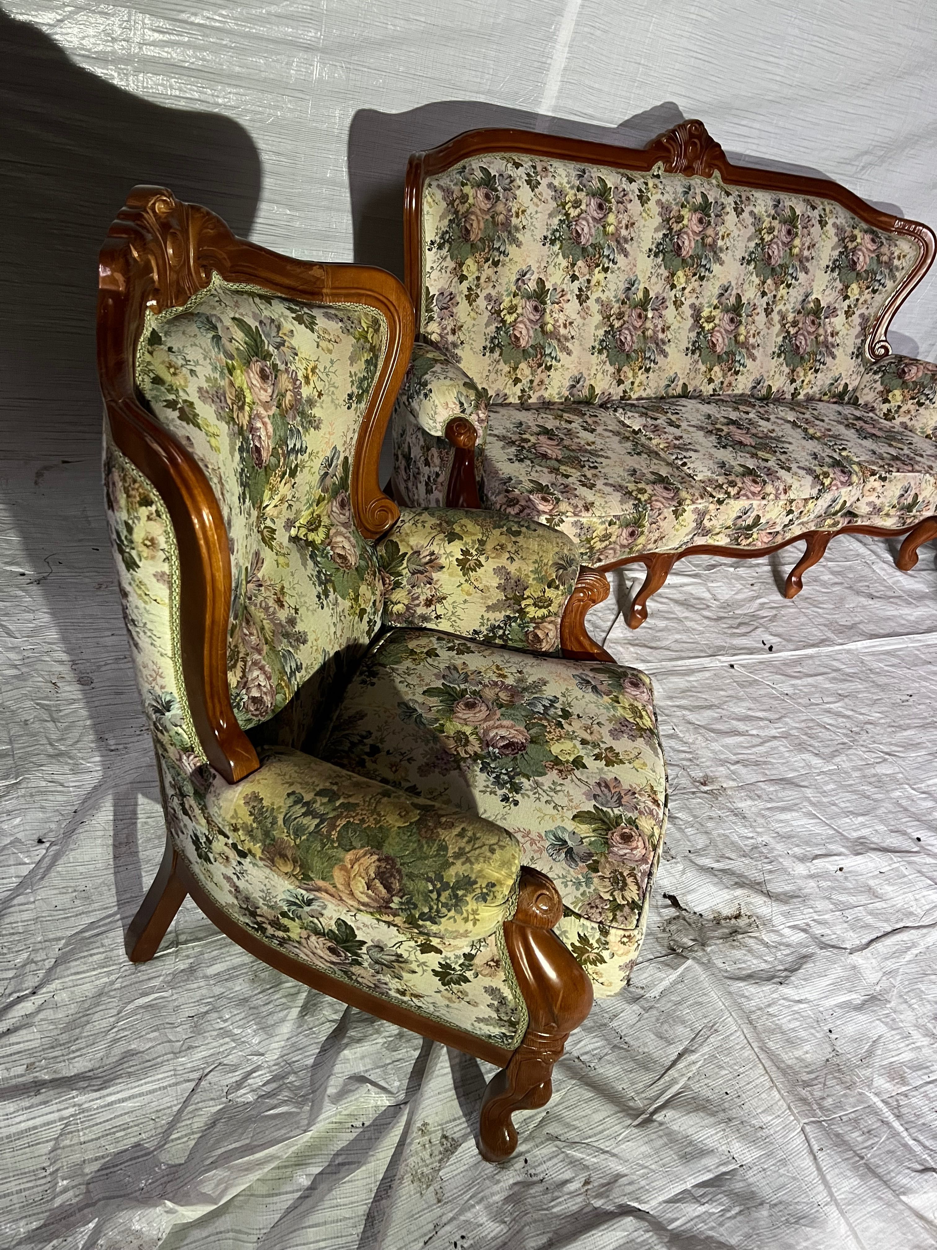 Wypoczynek Ludwikowski Sofa Kanapa + Fotel Ludwik Stylowy zestaw