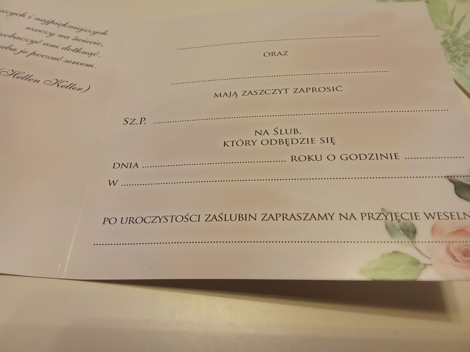 Zaproszenie na ślub 4 sztuki