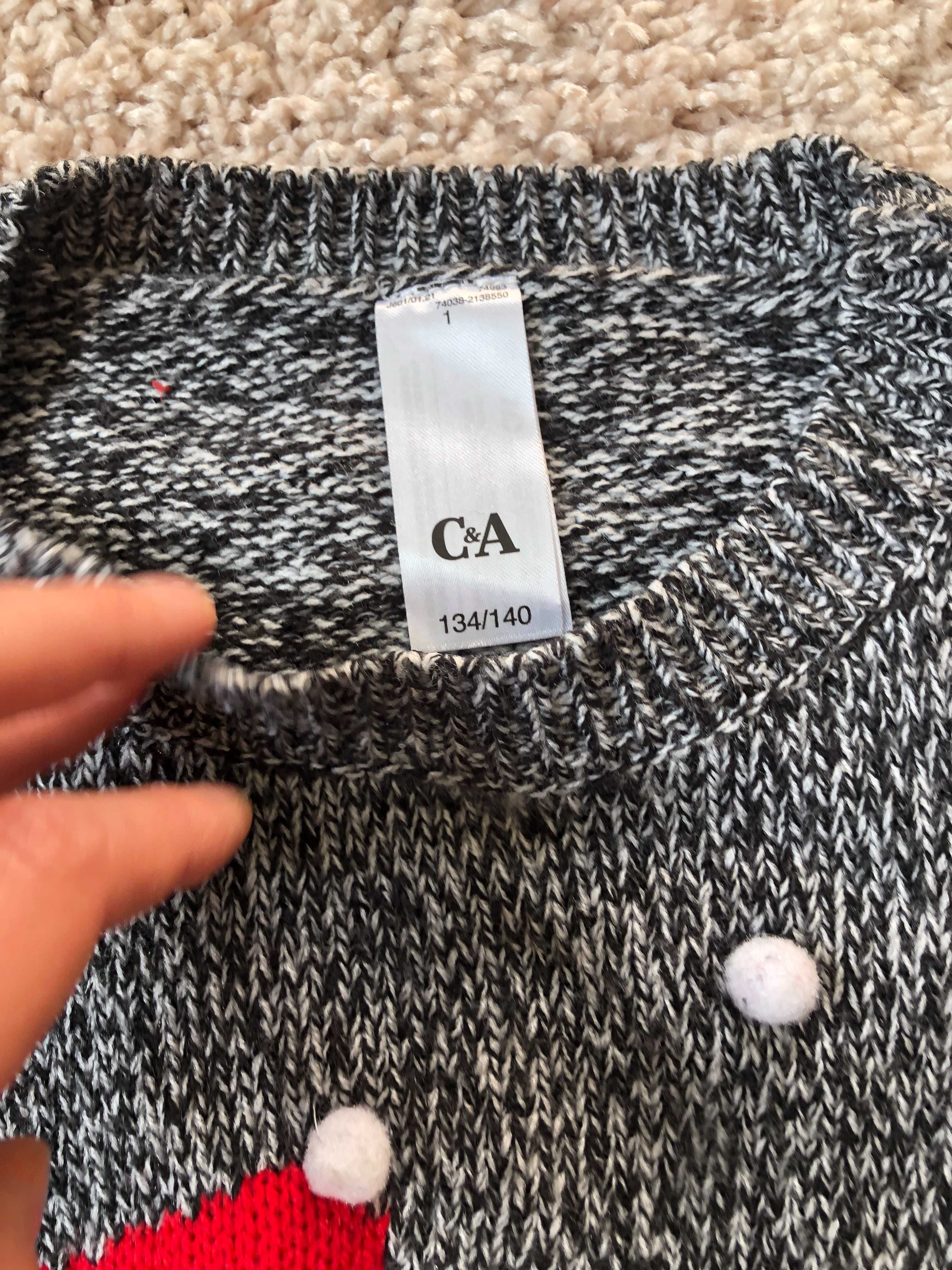 Sweter dziecięcy C&A 134 / 140 świąteczny zimowy pingwin