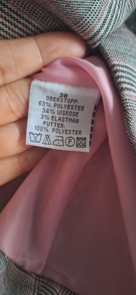 Żakiet szary w kratkę Authentic marynarka rozm.38