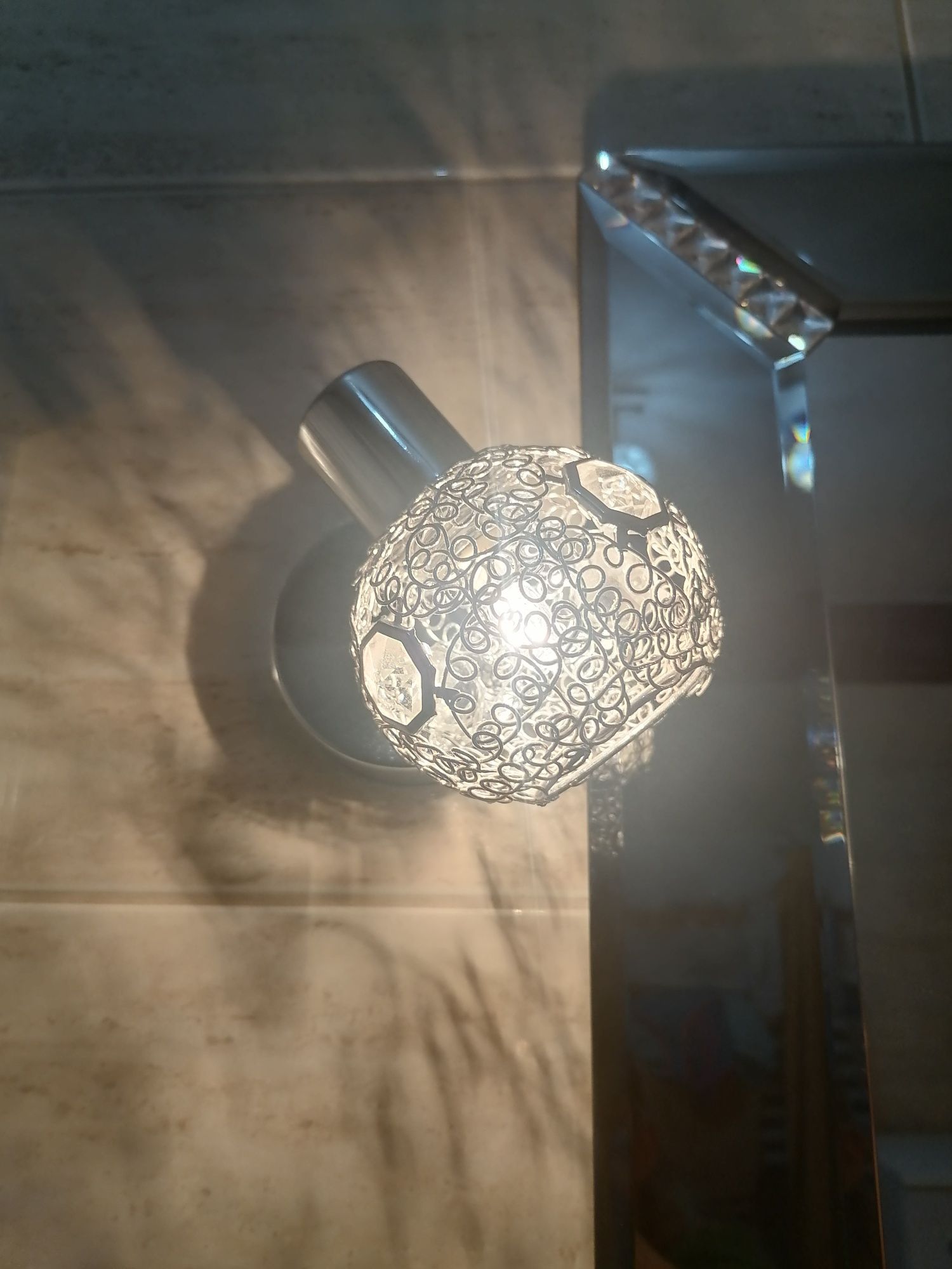 Komplet oświetlenia łazienkowego srebrne kryształki