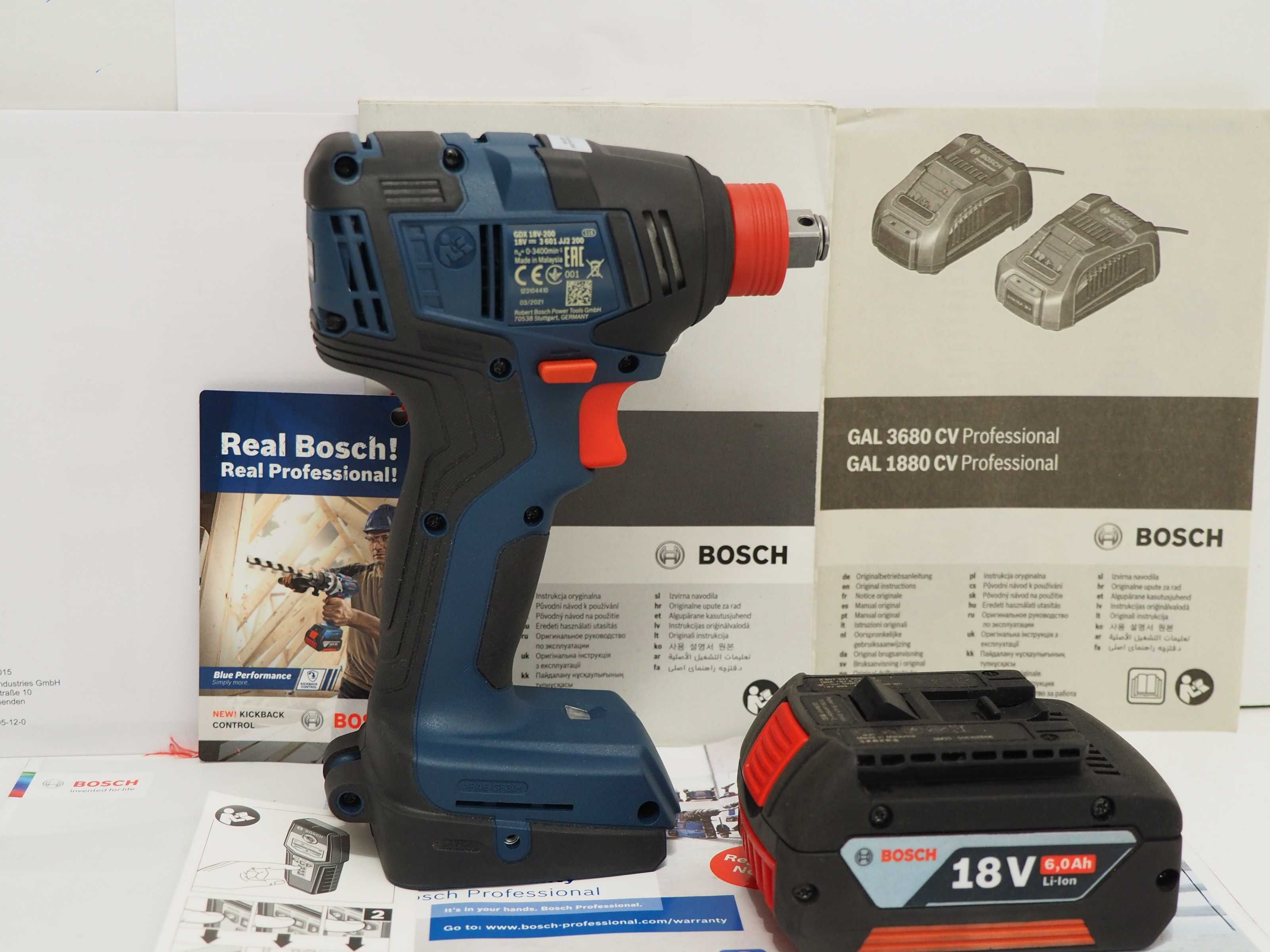 BOSCH GDX 18V-200 klucz zakrętarka 1/2''  +bateria 18v 6ah wurth bti