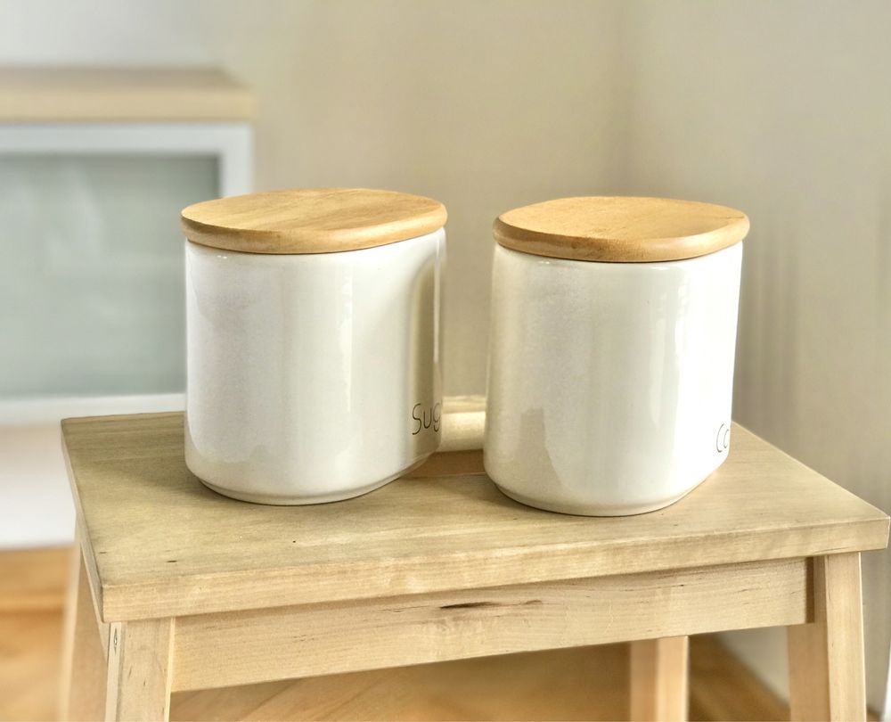 Vintage Pojemniki ceramiczne na cukier kawę makaron