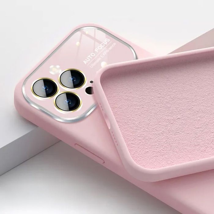 Soft Silicone Lens Case Do Iphone 15 Pro Max Jasnoróżowy