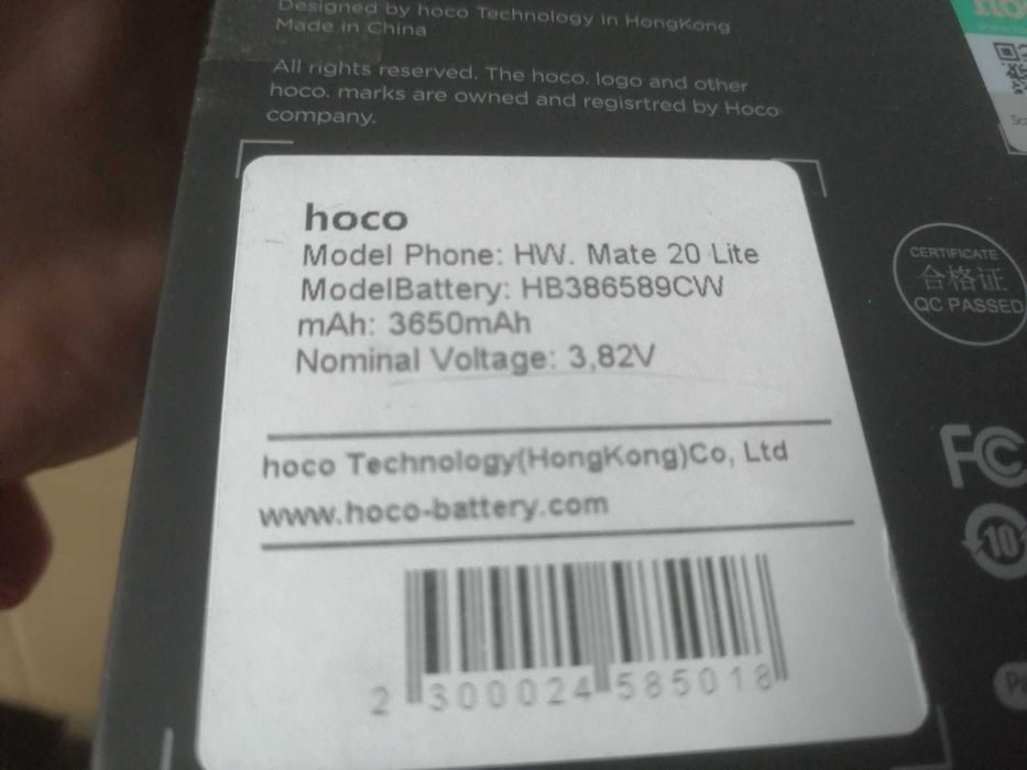 HOCO Honor Huawei 8x mate 20 Light  Аккумулятор батарея качество