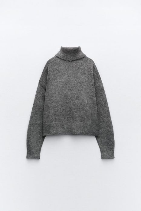 Сірий светр з горловиною zara / серый свитер под горло зара