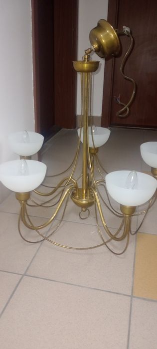 Żyrandol mosiężny lata 60
