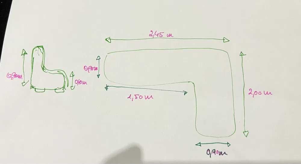 Sofá de canto em tecido macio Anaric