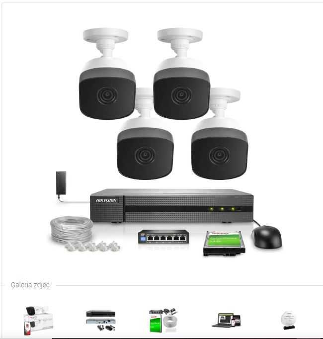 kompletny zestaw monitoringu hikvision 4 x2560 × 1440 pikseli 4Mpx