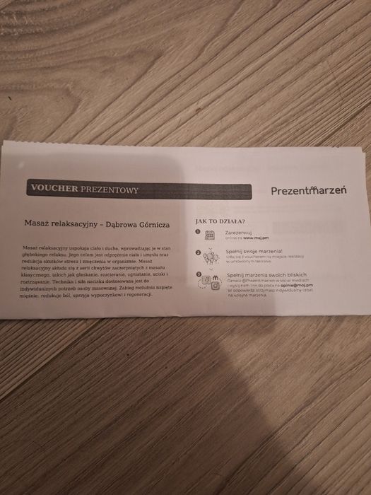 Voucher na masaż relaksacyjny