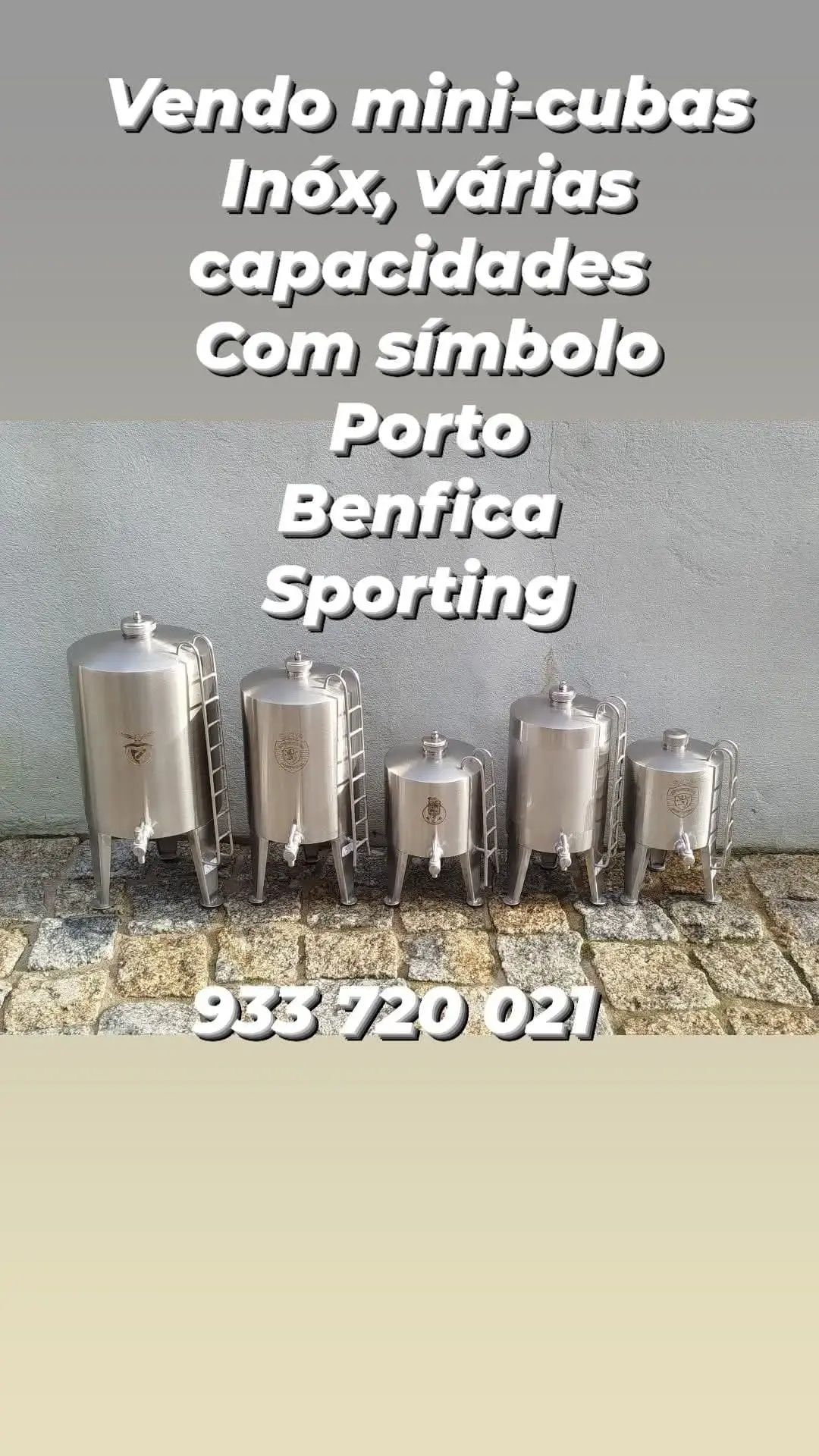 Benfica  sporting  porto  cubas inox polido.