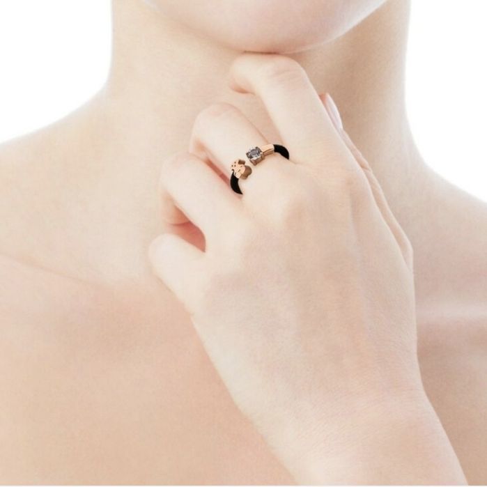 Pierścionek 16 z misiem różowe i ciemne srebro vermeil 925