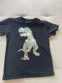 Koszulka NEXT 116 dinozaur cekiny
