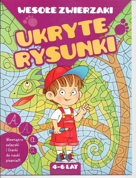Wesołe zwierzaki.Ukryte rysunki .4-6 lat