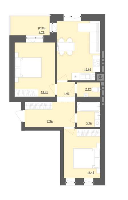 Продаж(Єоселя) 2-кімнатної квартири 55 м2 Пустомити (9км.від Львова)