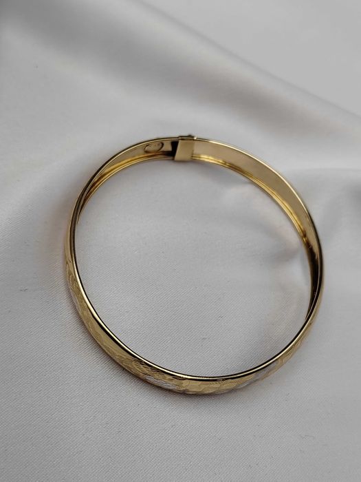 NOWA Złota Bransoletka Sztywna Ozdobna / Złoto 585