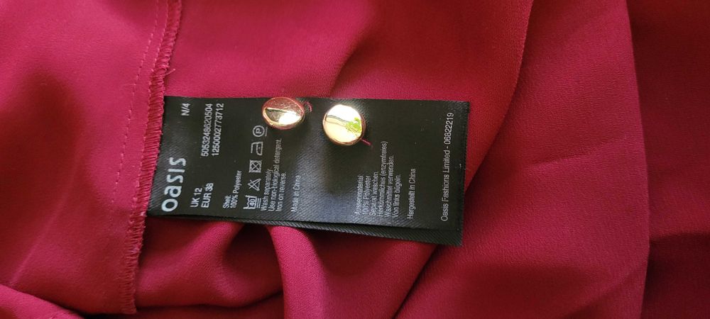 Bordowa bluzka złote guziczki Oasis, roz 38