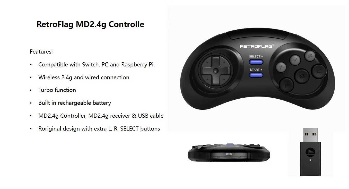 Безпровідний геймпад (новий) Retroflag 2.4G Classic Controller-M, Sega