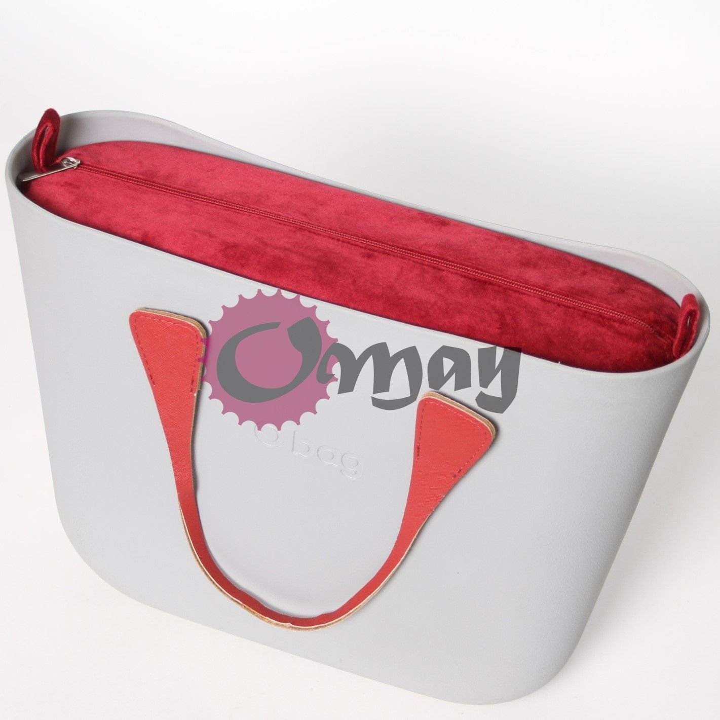 CZERWONY organizer OBAG STANDARD welur Velvet 2 kieszenie wkład OMAY