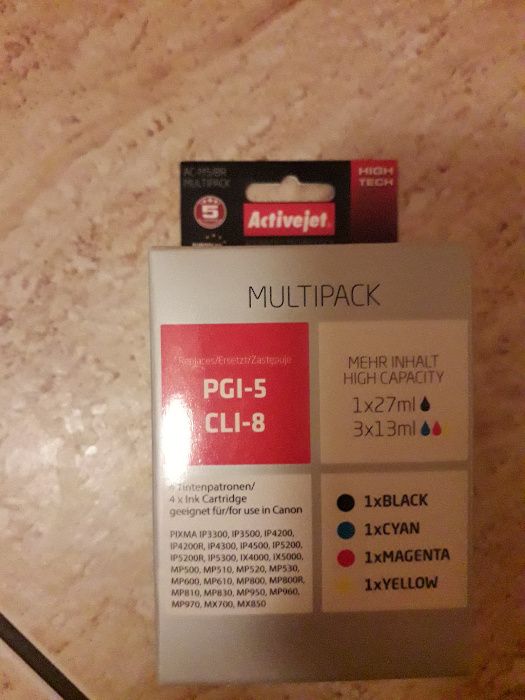 Sprzedam tusze ActiveJet Multipak CLI-8C CLI-8M CLI-8Y CLI-8PGK