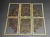 Duża Mandala obraz panel na ścianę drewno 3D dekoracja 6 paneli