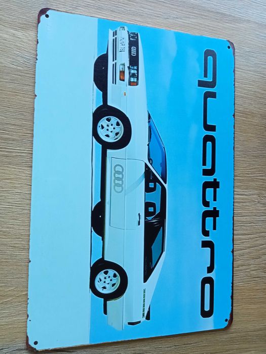 tabliczka , plakat metalowy Audi quattro,  RETRO , PRL , VINTAGE