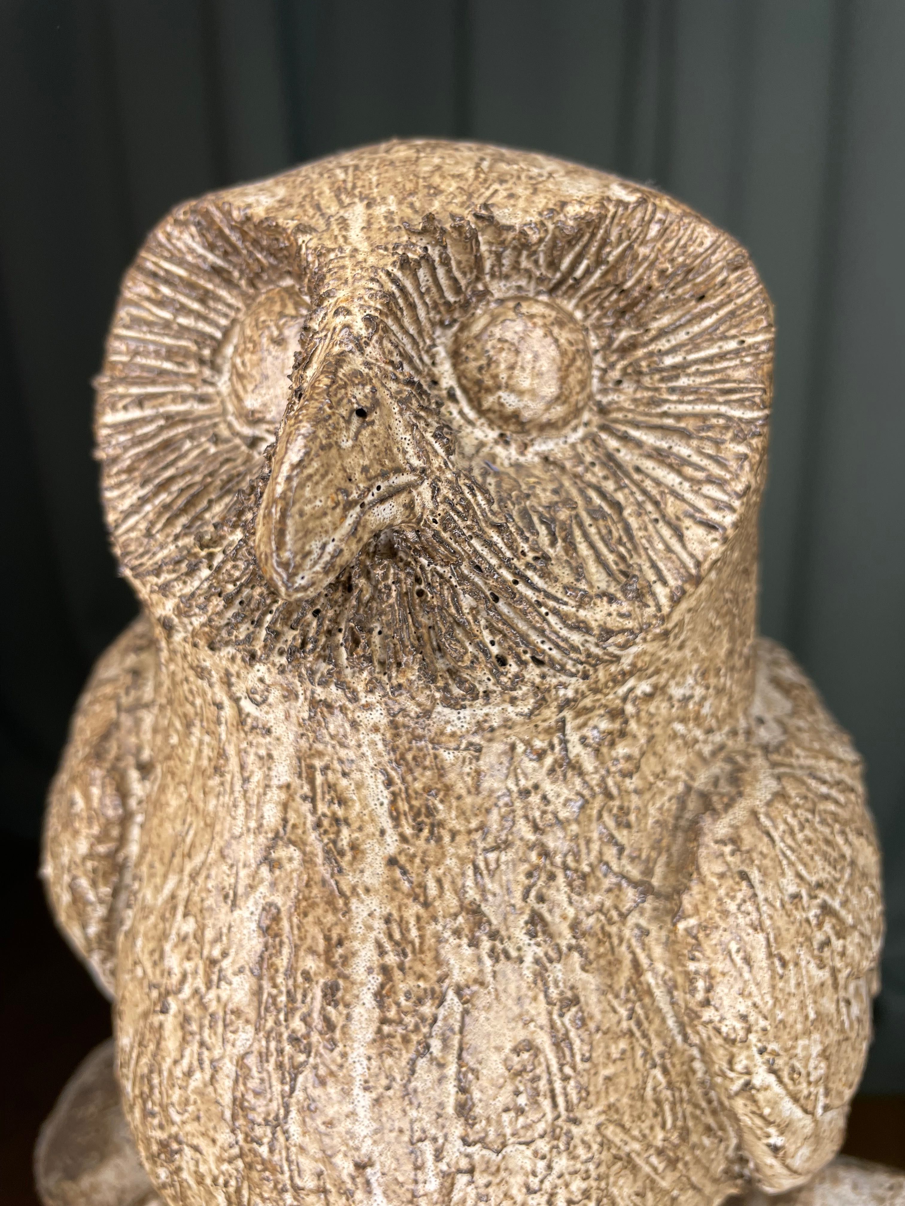 Wielka, ciężka ceramiczna sowa. Zdobienie Fat Lava, piękny okaz!
