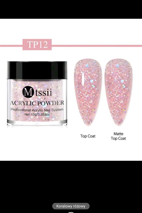 Proszek akrylowy do paznokci z brokatem