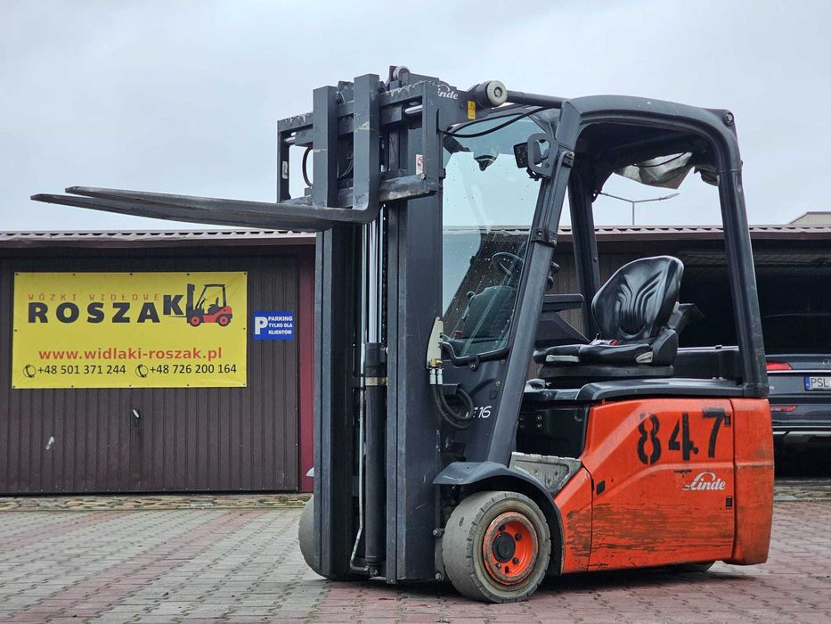 Wózek widłowy Linde E16-01 Triplex 2012r. Elektryczny