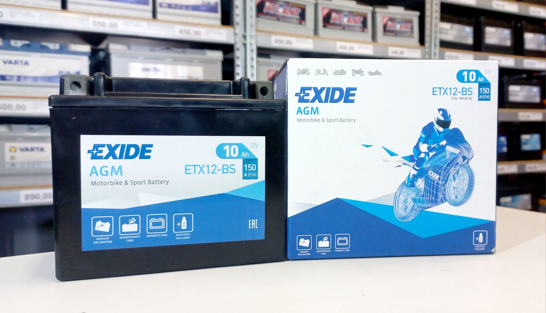 Wysyłka Gratis Akumulator motocyklowy AGM EXIDE ETX12-BS 10Ah 150A