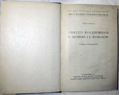 Starodruk Bibliofilski 1933 r Obrzęd kolędowania u Słowian i u Rumunów