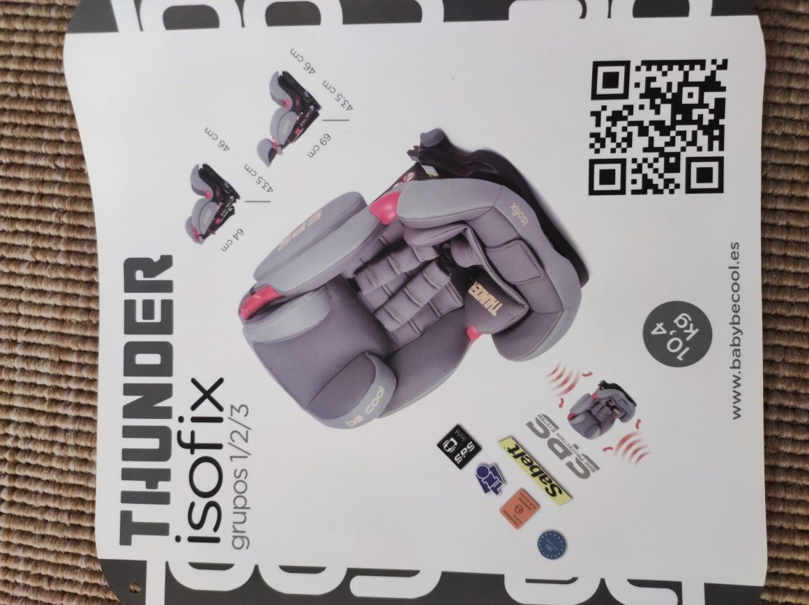 Cadeira auto Thunder isofix grupos 1/2/3