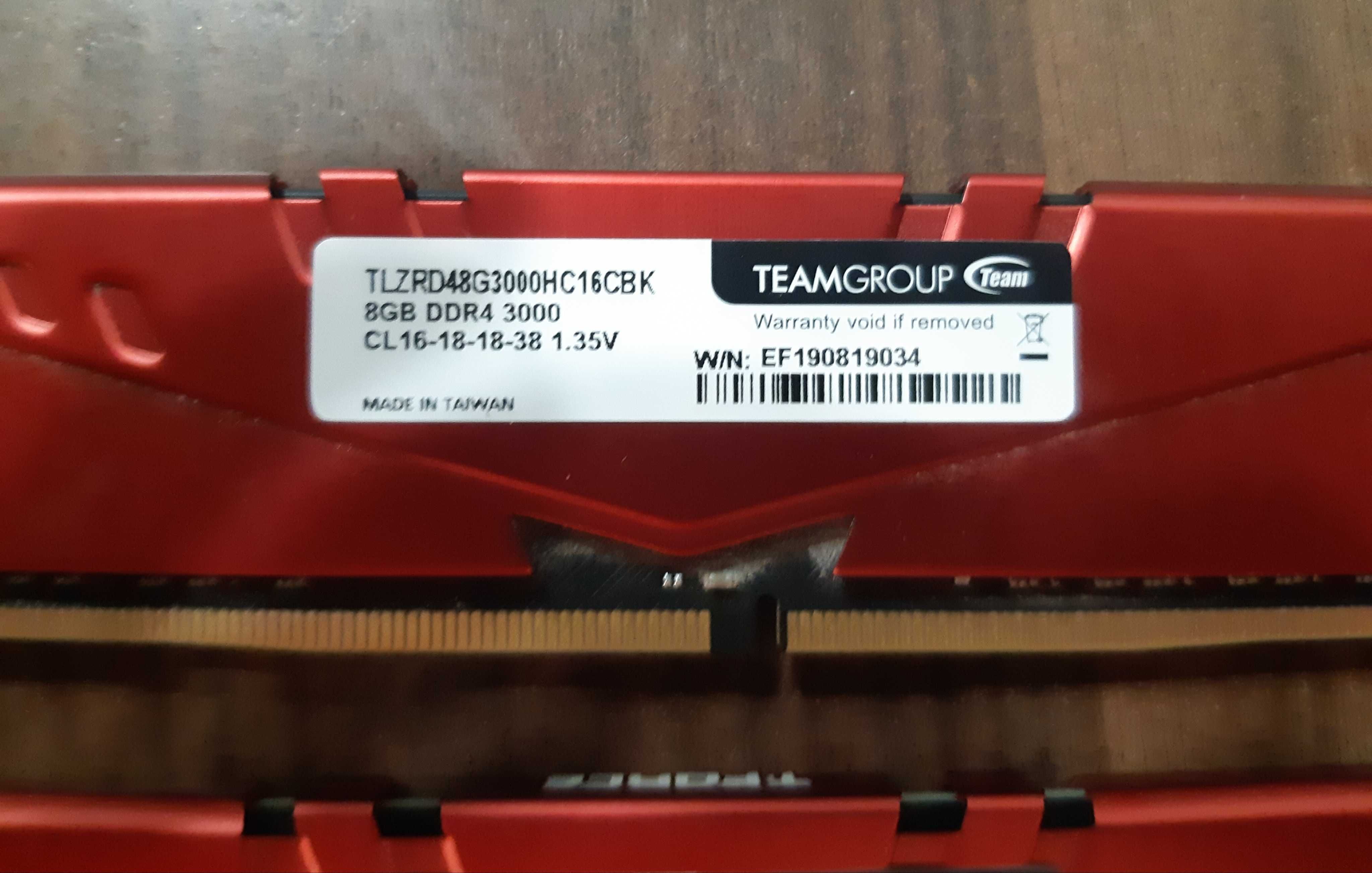 Team Group Vulcan Z 8GB (2x4GB) DDR4 3000MHz CL16 czerwona