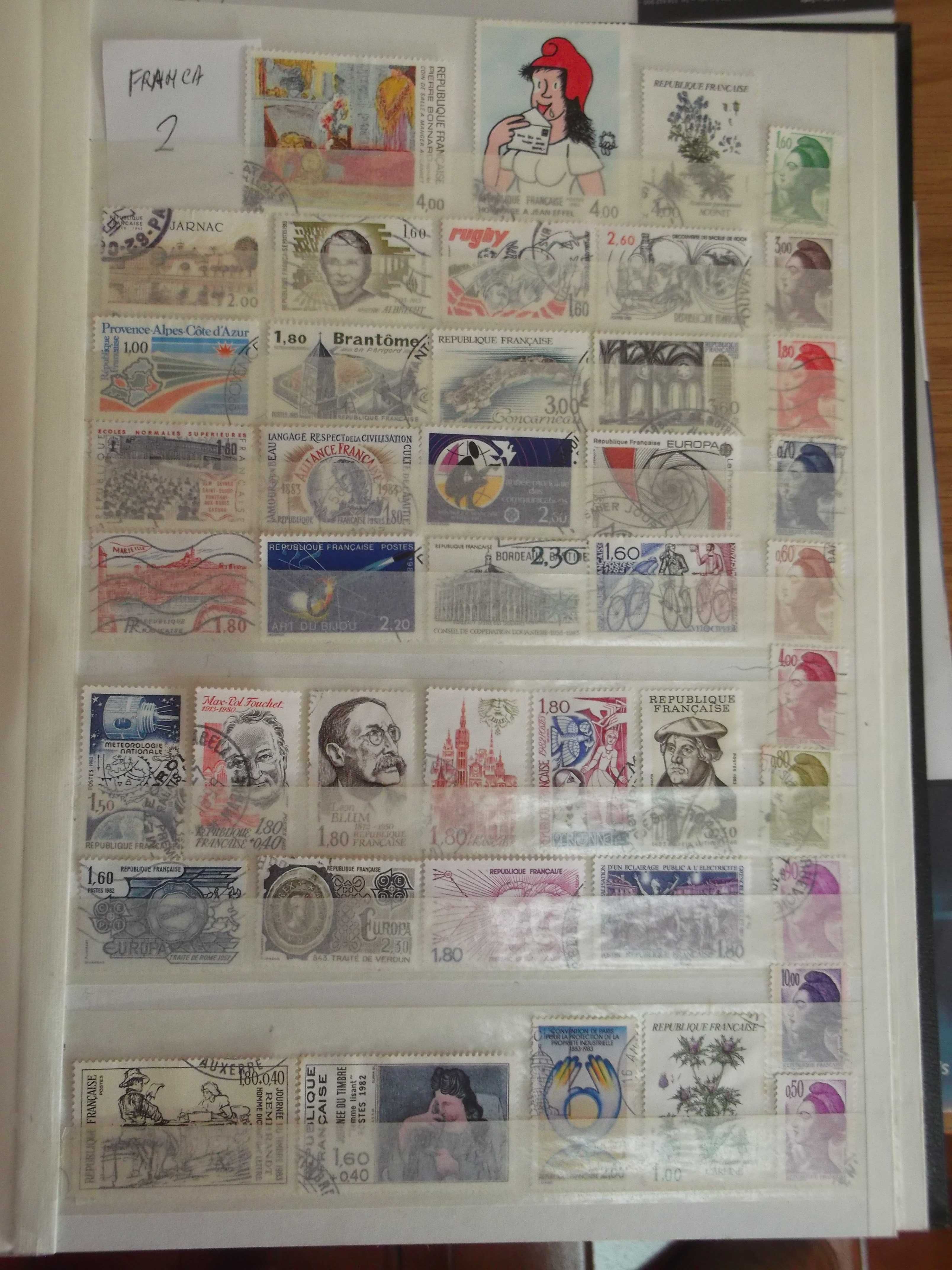 100 selos usados da França