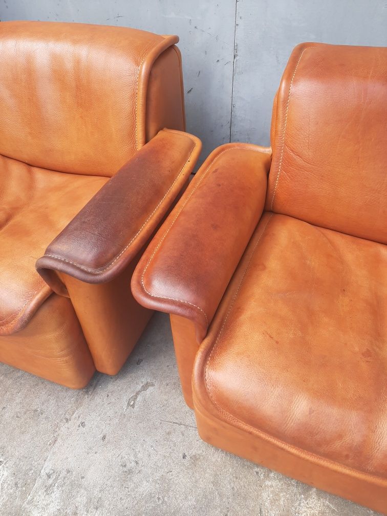 Fotele skórzane DeSede DS12 Szwajcaria lata 70te vintage design