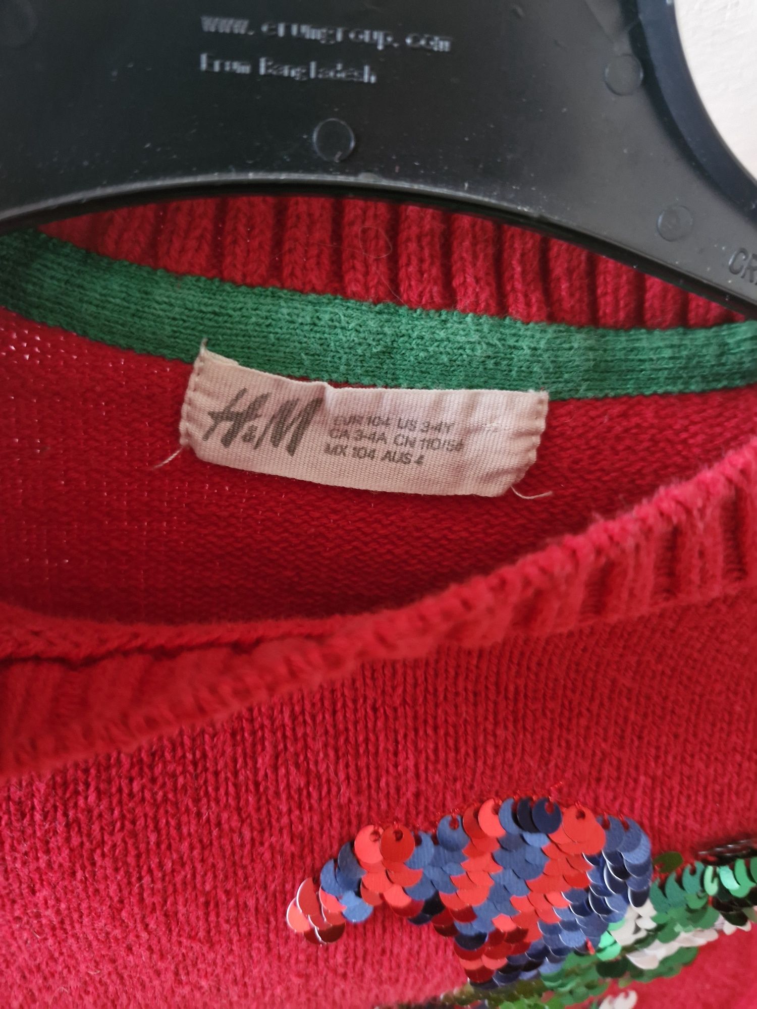 Sweter czerwony dinozaur t-rex święta H&M 104