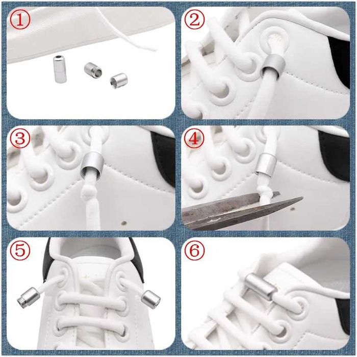 Шнурки еластичні без зав'язок ліниві гумові з фіксатором напівкруглі