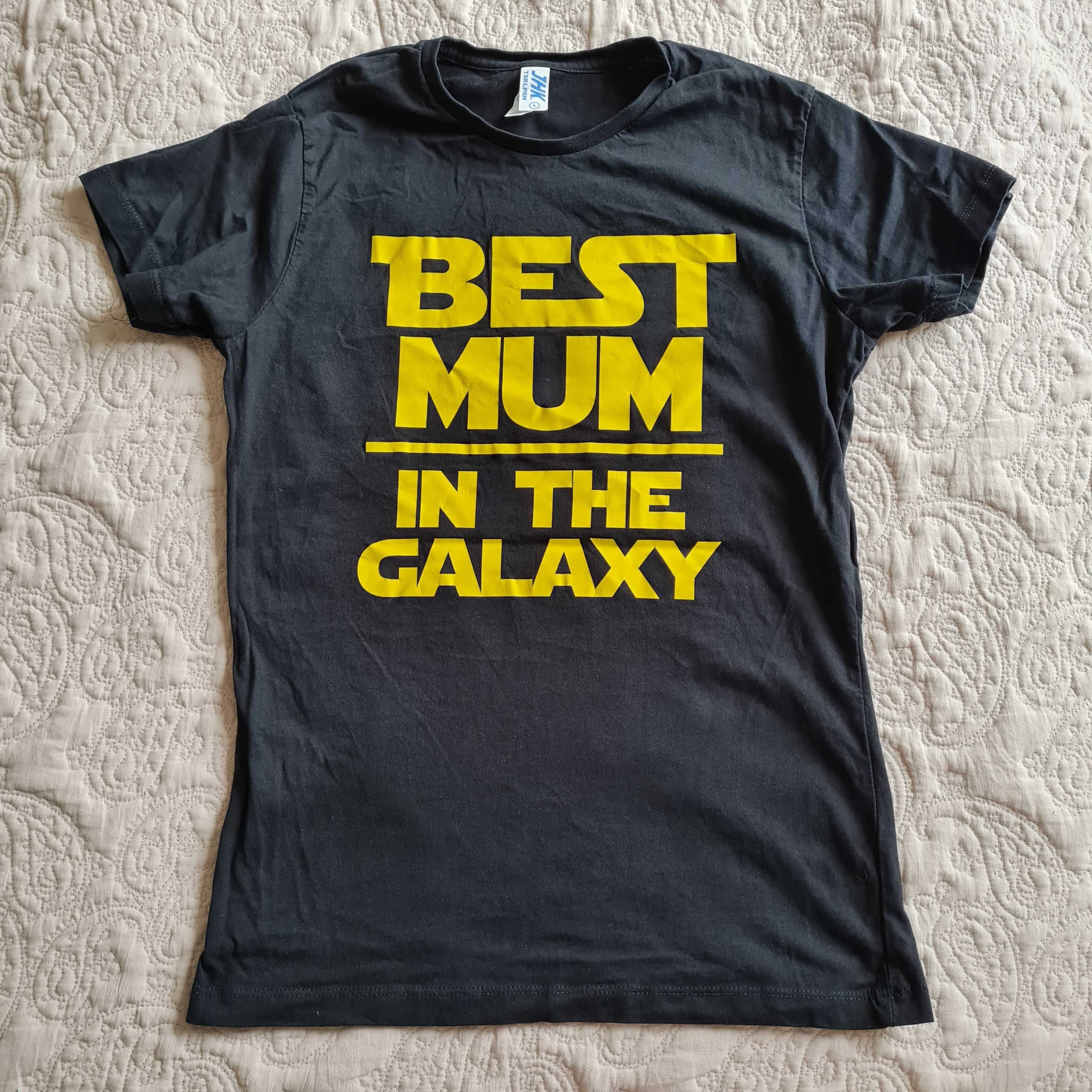 Best mum i the galaxy bluzka koszulka t-shirt czarny z napisem S 36