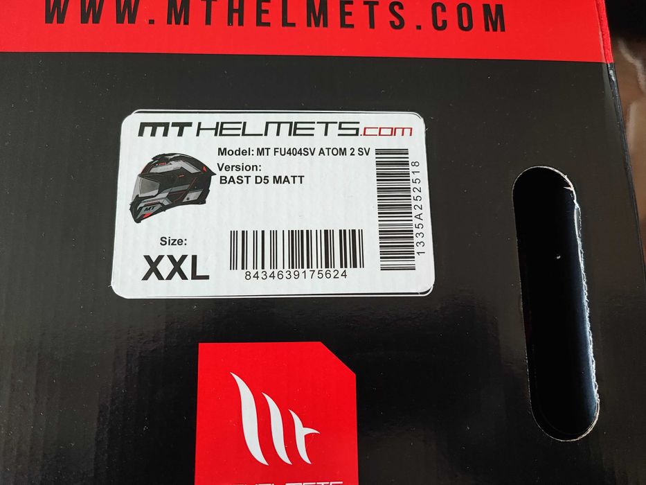 Kask motocyklowy szczękowy MT ATOM 2 SV BAST BLACK/GREY  XXL