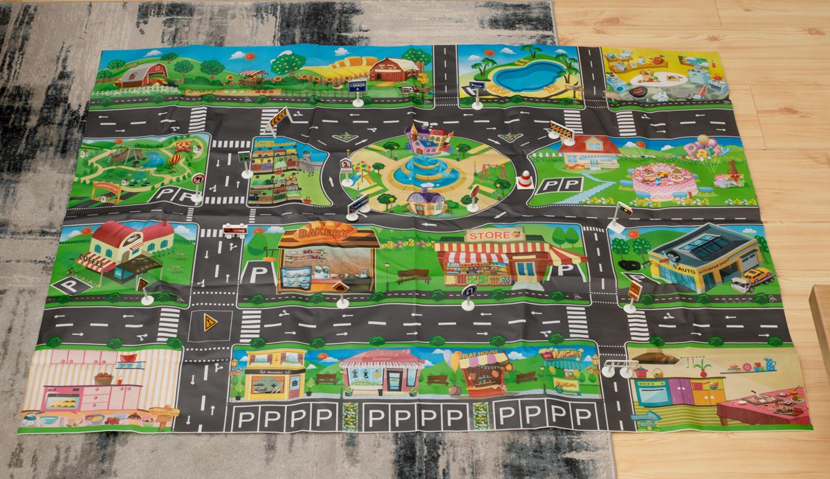 Mata edukacyjna miasto ulica + znaki drogowe wodoodporna 130x100cm