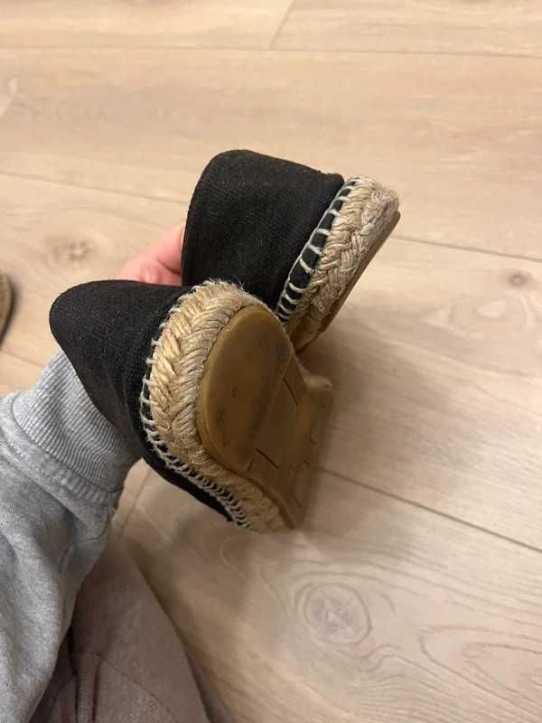 Kenzo espadryle mokasynki balerinki czarne na słomianej podeszwie 37