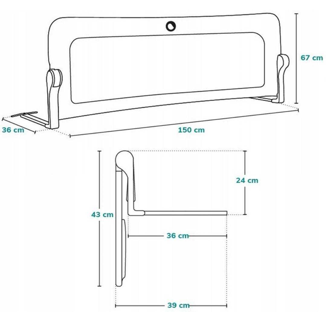 Barierka Ochronna do Łóżka Lionelo Hanna 66 x 150 cm Szara