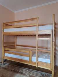 Дитяче ліжко дерев'яне двохярусне / двоповерхове з матрасами