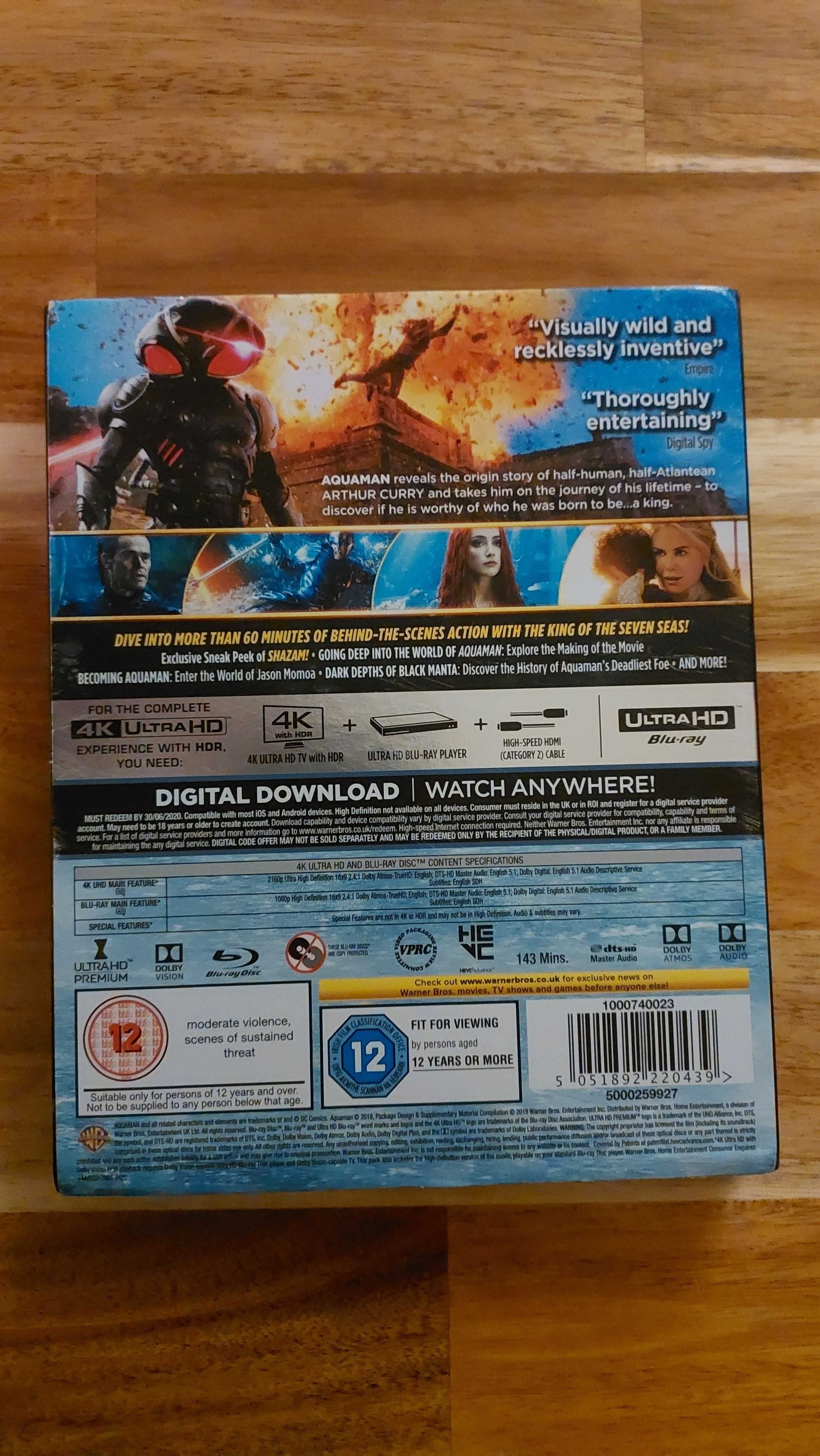 Aquaman 4K UHD Blu Ray Nowy Angielski Dolby ATMOS Wysyłka 24H