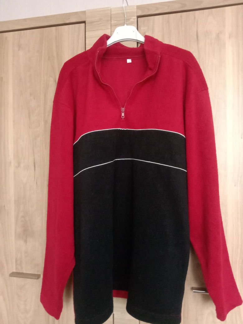 Bluza polar czarny i bordo jak wino golf suwak.