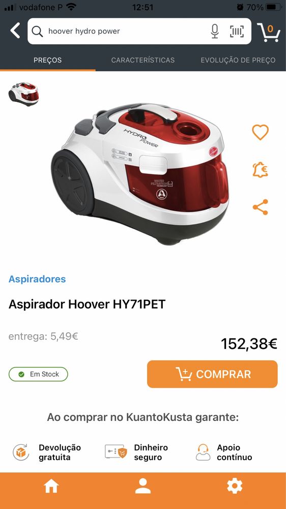 Aspirador Hoover Hydro Power Pet (pouco uso)