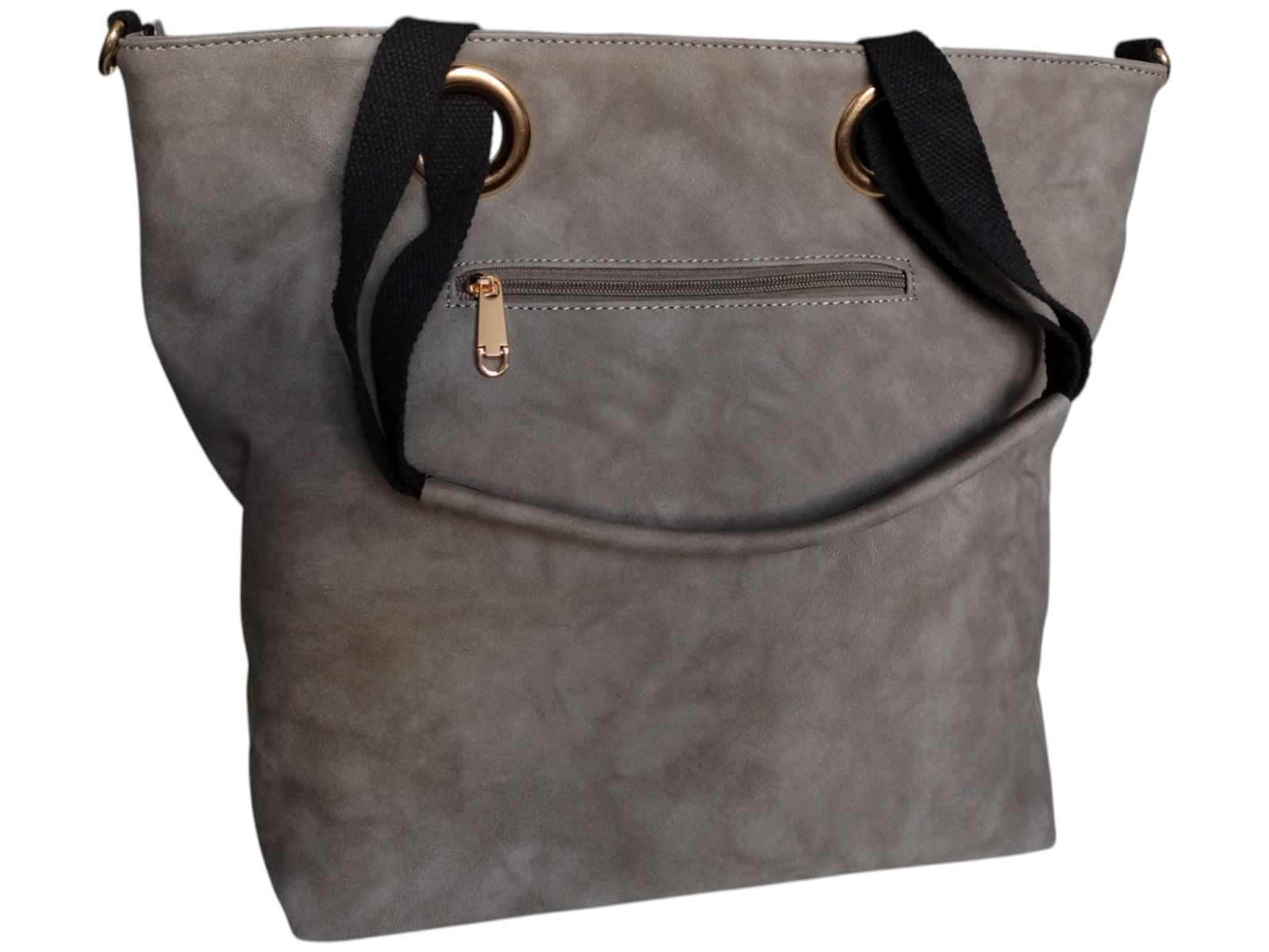 Torebka Damska Shopper z Przegrodą Duża Szara Torba na Ramię, Miejska