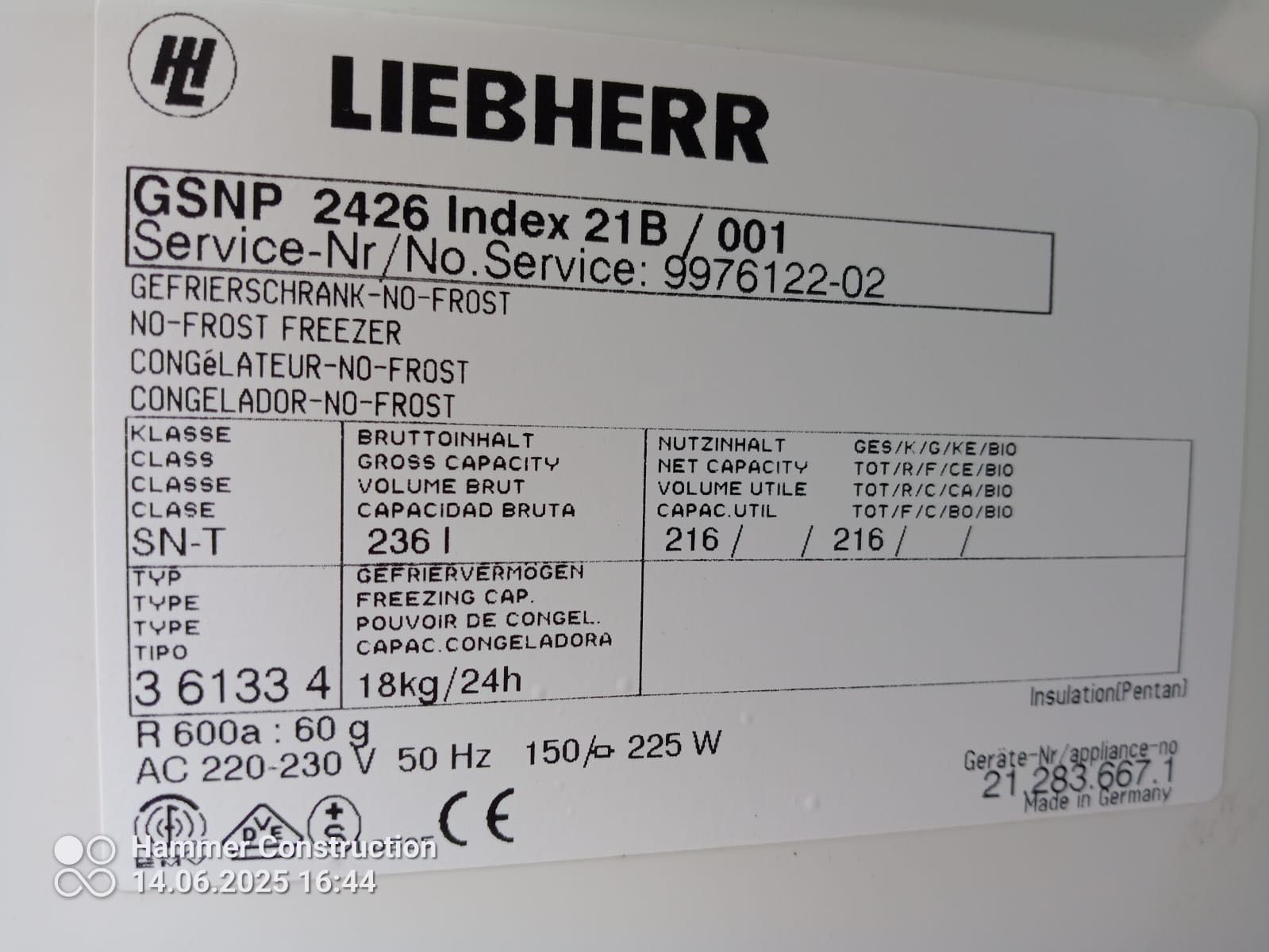 Zamrażarka Liebherr GSNP 2426 no frost